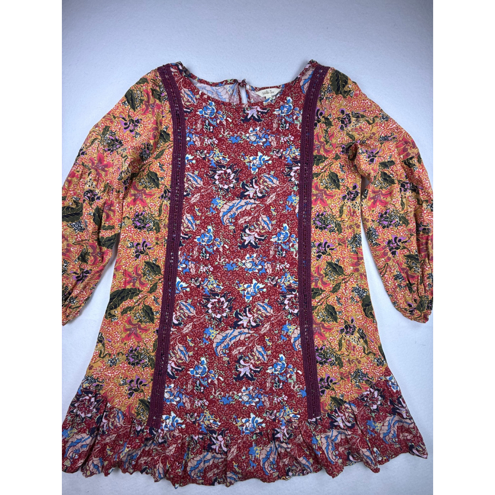 Matilda Jane Boho Floral Mixed Print Long Sleeve Rayon Dress Size M